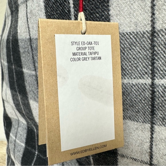 ED Ellen Degeneres Grey Tartan Tote Joy NWT - Picture 15 of 15